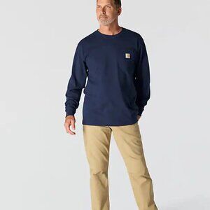 Carhartt 🟣 Size Medium Mens Loose Fit Long Sleeve Tee Shirt in Navy Blue